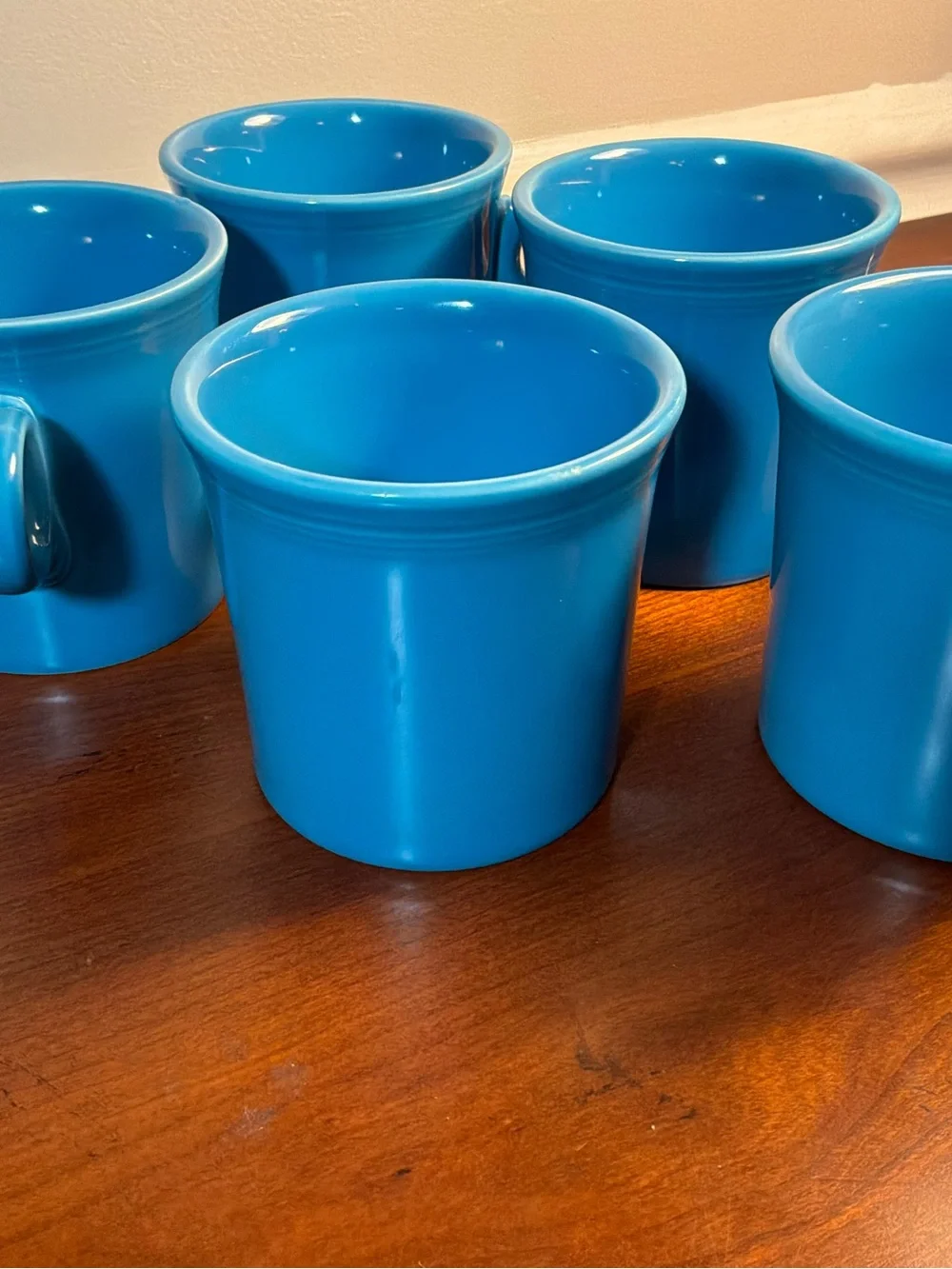 Fiesta Blue Glazed Ceramic 8oz Cups - Set of 5